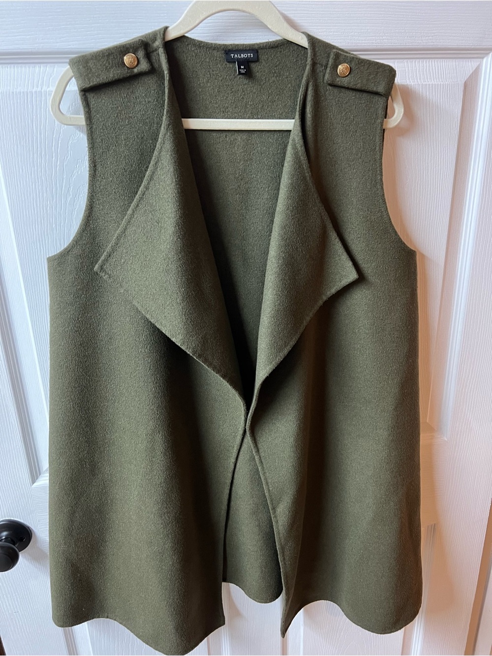 Talbots Olive Green Women's Wool Blend Long Vest
